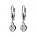 Ohrhänger Herz mit Kristallstein rosa - Silber 925/000