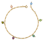 Fußkette mit 6 Swarovski Kristallen/Elements Silber 925/000 3 Milliemes vergoldet