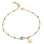 Fußkette mit Quarz in Swiss Blue und Blume Silber 925/000 3 Milliemes vergoldet