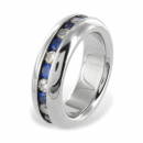 Ring mit Zirkonia weiß/blau Edelstahl