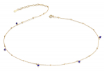 Collier mit 5 synth. Spinell Blau Kugeln 3mm Silber 925/000 vergoldet