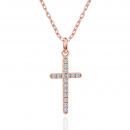 Lovebird Collier Kreuz mit 16 Zirkonia Silber 925/000 rosé vergoldet
