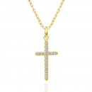 Lovebird Collier Kreuz mit 16 Zirkonia Silber 925/000 vergoldet