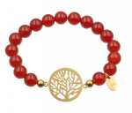 Lovebird Armband Achat rot / Lebensbaum